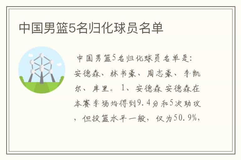 中国男篮5名归化球员名单