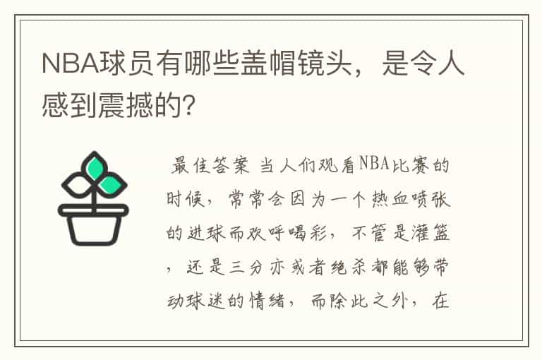 NBA球员有哪些盖帽镜头,是令人感到震撼的?