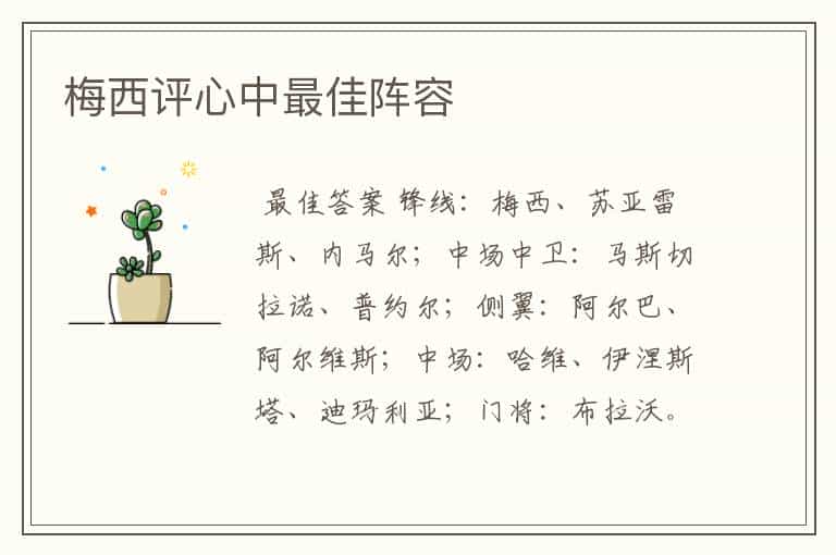 梅西评心中最佳阵容