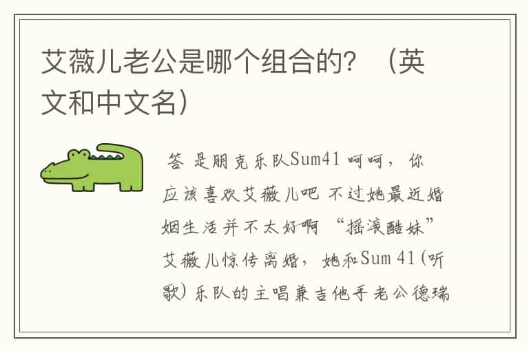 艾薇儿老公是哪个组合的?(英文和中文名)