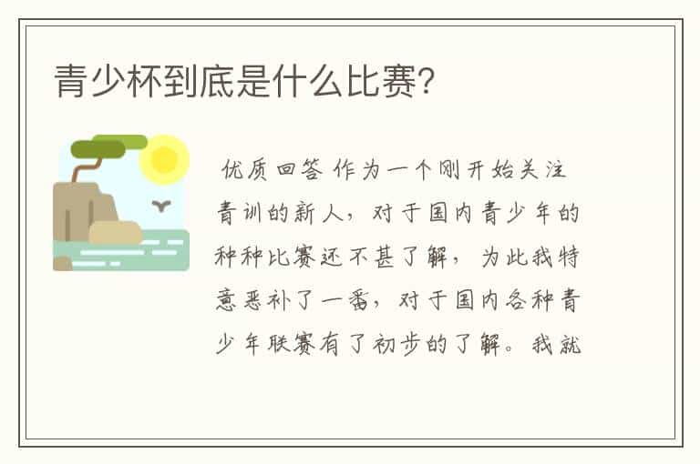 青少杯到底是什么比赛?