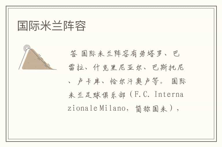 国际米兰阵容