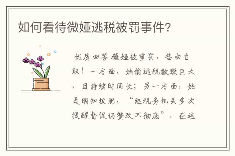如何看待微娅逃税被罚事件?