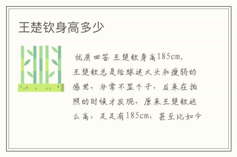 王楚钦身高多少