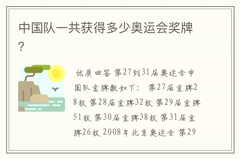 中国队一共获得多少奥运会奖牌?