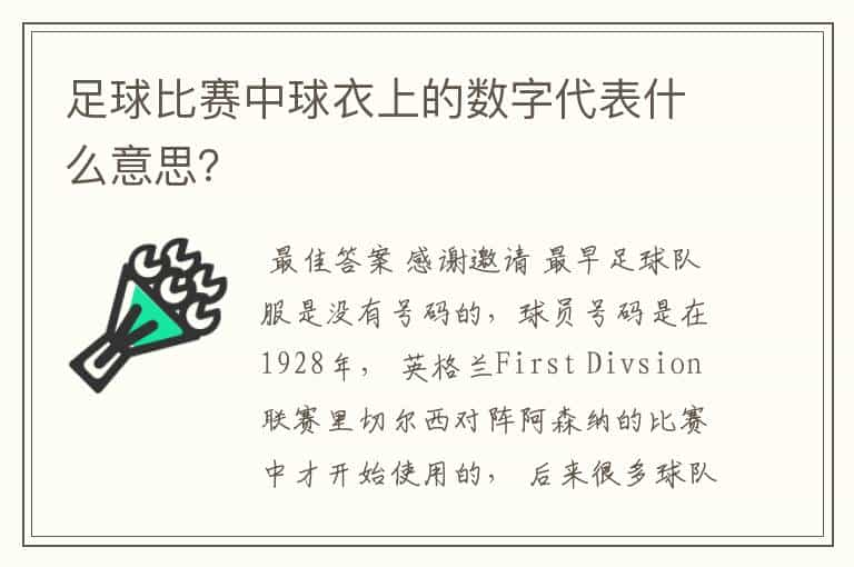 足球比赛中球衣上的数字代表什么意思?
