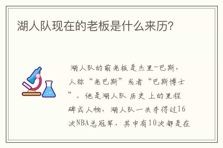 湖人队现在的老板是什么来历?