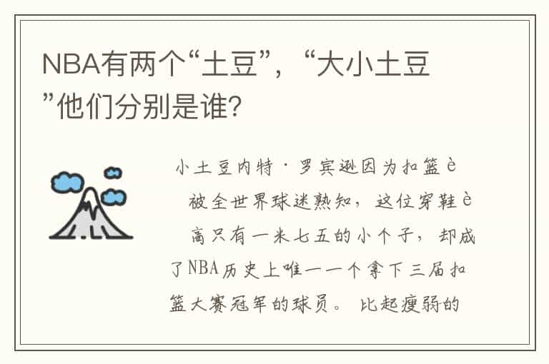 NBA有两个“土豆”,“大小土豆”他们分别是谁?