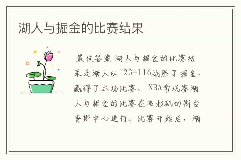 湖人与掘金的比赛结果