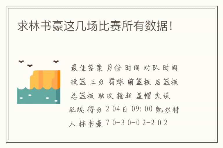 求林书豪这几场比赛所有数据!