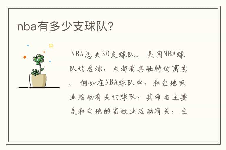 nba有多少支球队?