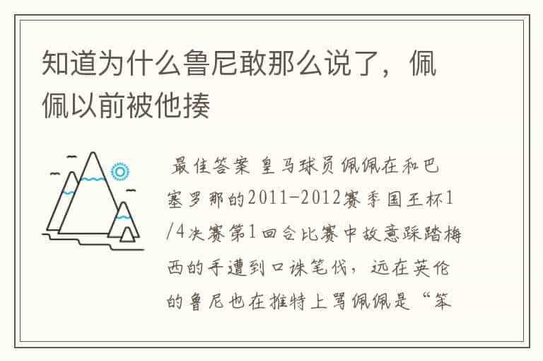 知道为什么鲁尼敢那么说了,佩佩以前被他揍