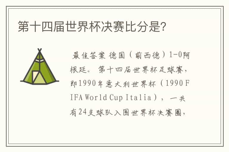 第十四届世界杯决赛比分是?