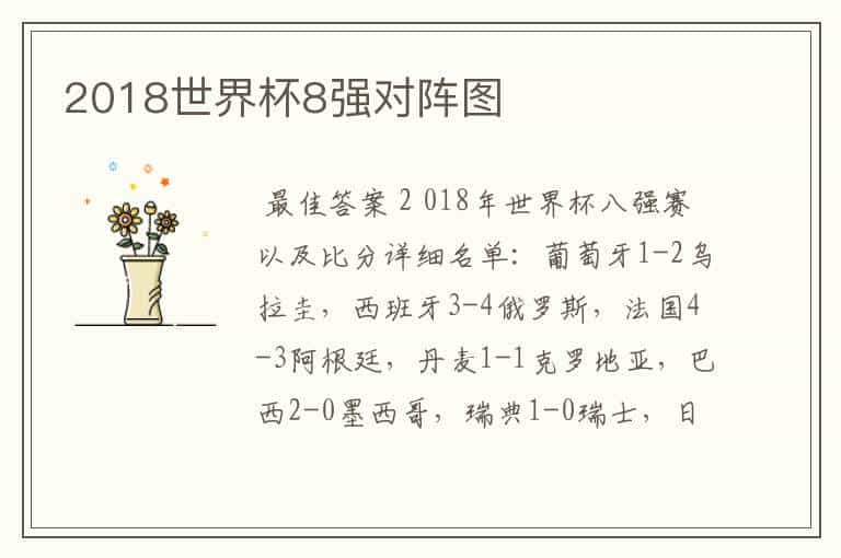2018世界杯8强对阵图