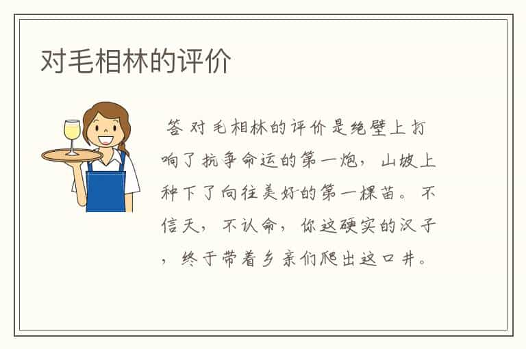 对毛相林的评价