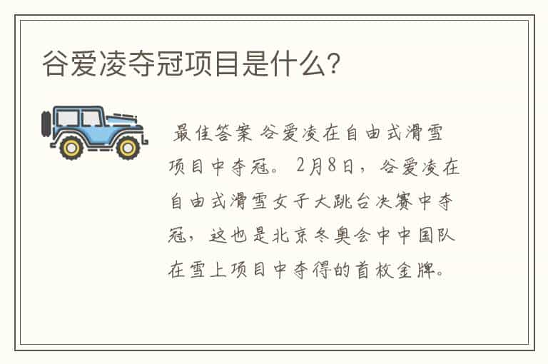 谷爱凌夺冠项目是什么?