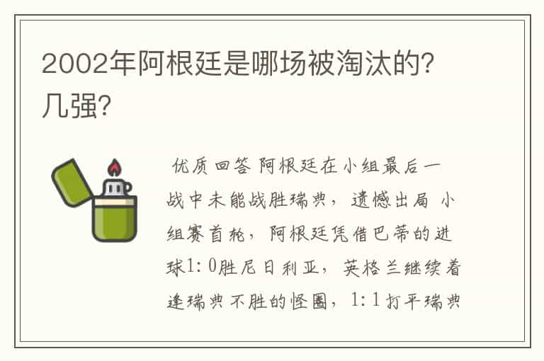 2002年阿根廷是哪场被淘汰的?几强?