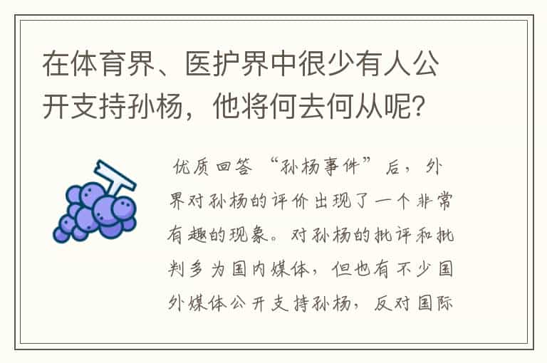 在体育界、医护界中很少有人公开支持孙杨,他将何去何从呢?