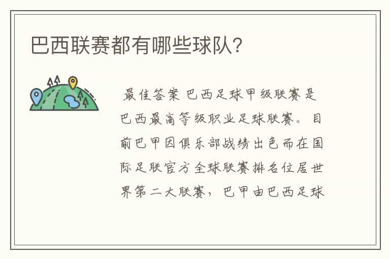 巴西联赛都有哪些球队?