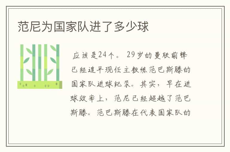 范尼为国家队进了多少球
