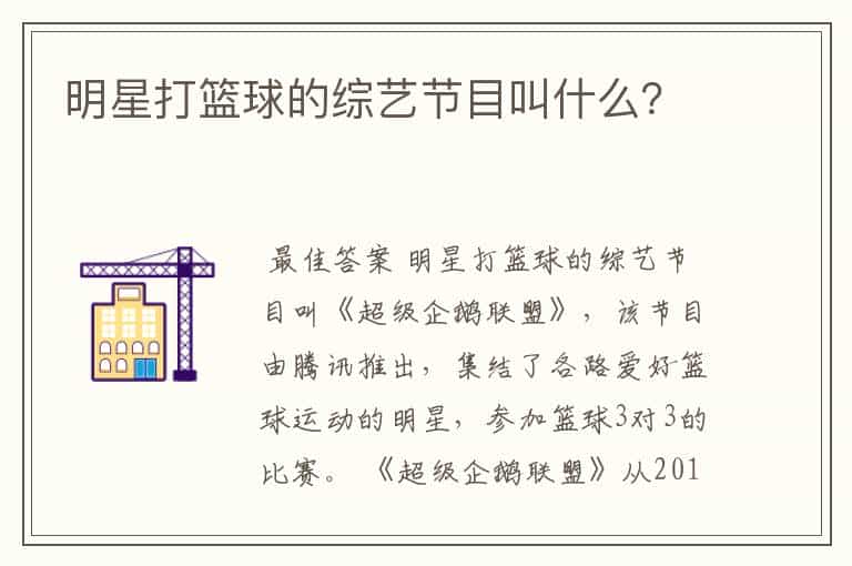 明星打篮球的综艺节目叫什么?