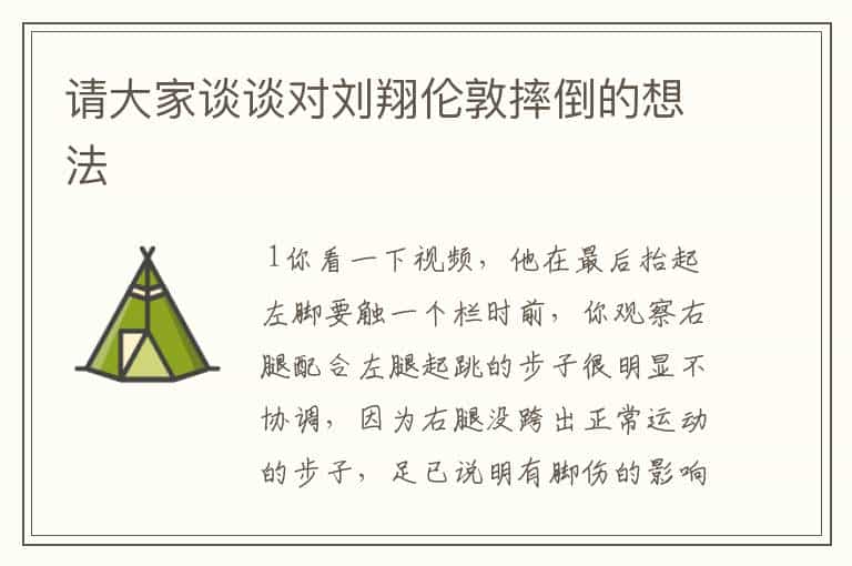 请大家谈谈对刘翔伦敦摔倒的想法