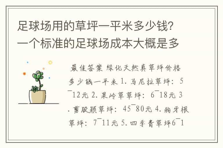 足球场用的草坪一平米多少钱?一个标准的足球场成本大概是多少啊?