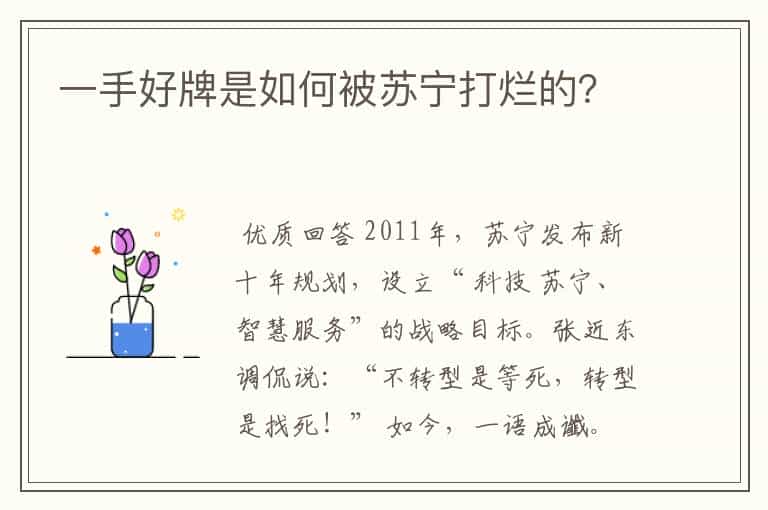 一手好牌是如何被苏宁打烂的?