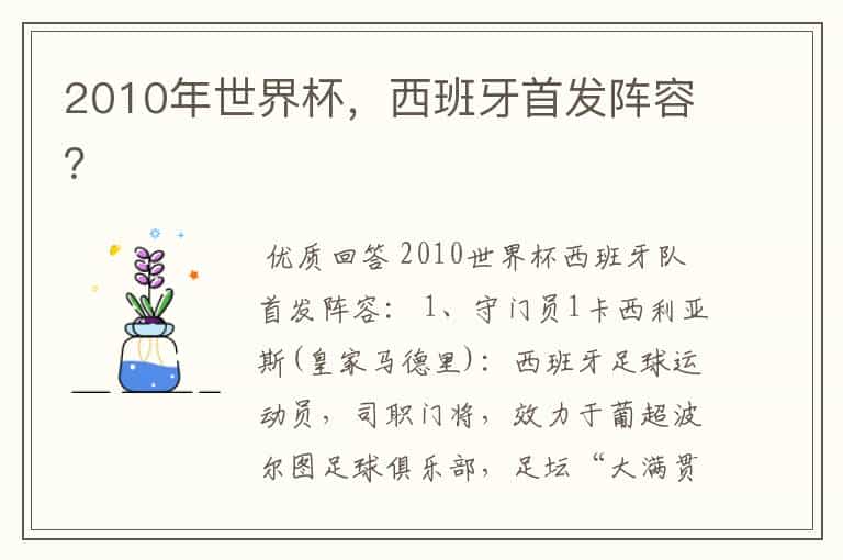 2010年世界杯,西班牙首发阵容?