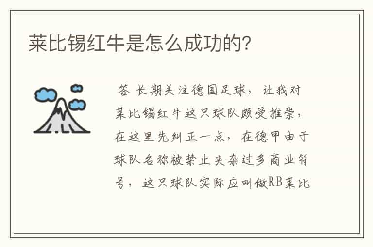 莱比锡红牛是怎么成功的?