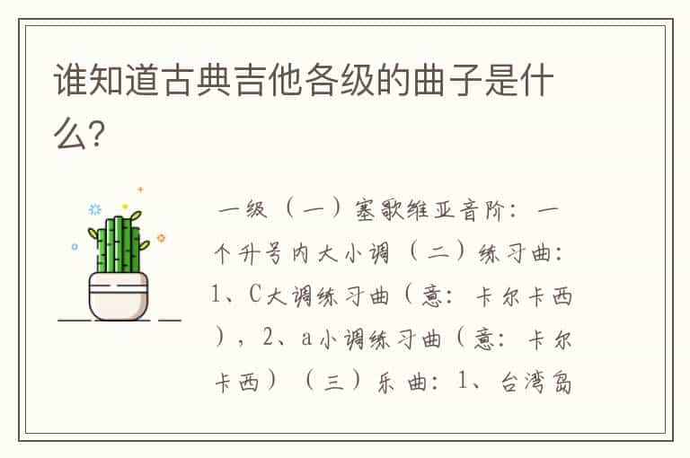 谁知道古典吉他各级的曲子是什么?