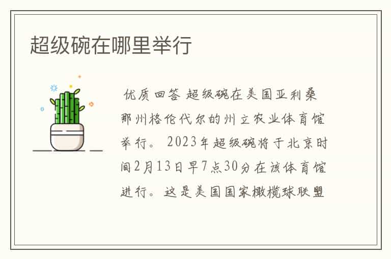 超级碗在哪里举行