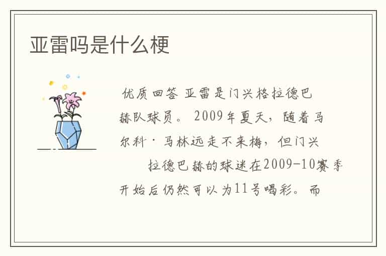 亚雷吗是什么梗
