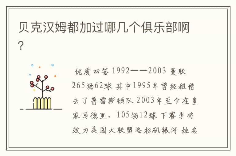 贝克汉姆都加过哪几个俱乐部啊?