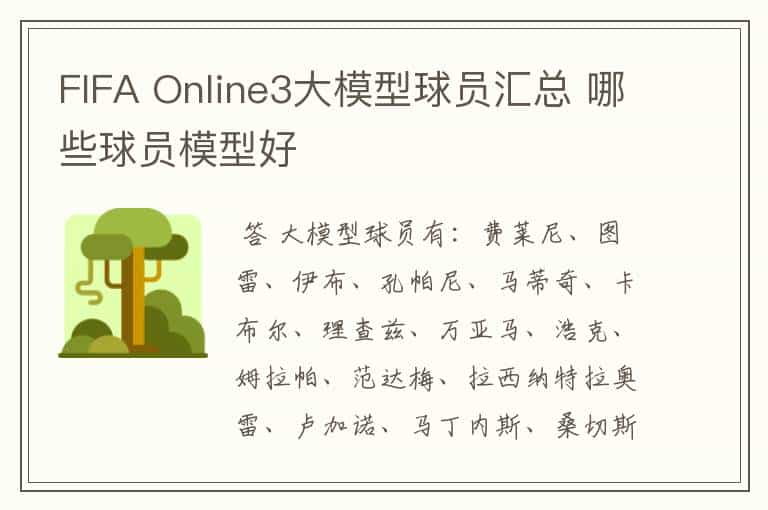 FIFA Online3大模型球员汇总 哪些球员模型好