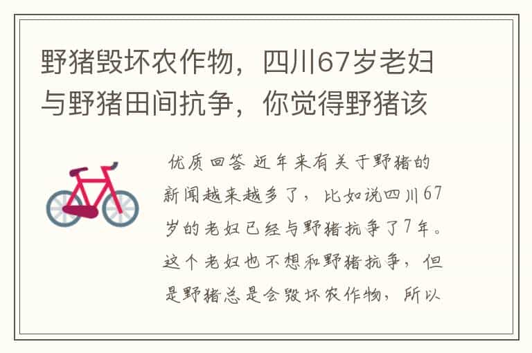野猪毁坏农作物,四川67岁老妇与野猪田间抗争,你觉得野猪该不该保护?