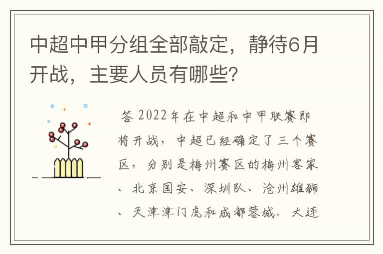 中超中甲分组全部敲定,静待6月开战,主要人员有哪些?