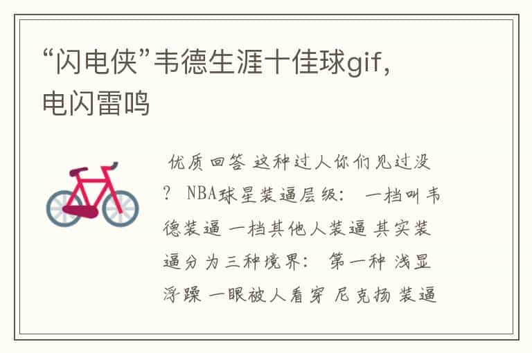 “闪电侠”韦德生涯十佳球gif,电闪雷鸣