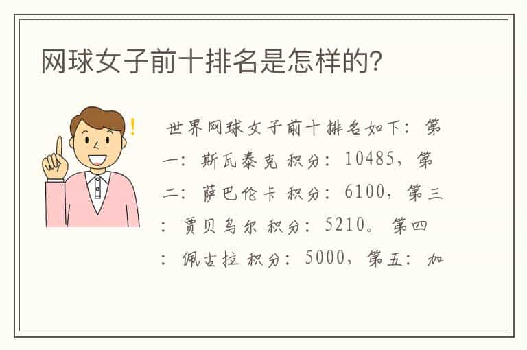 网球女子前十排名是怎样的?