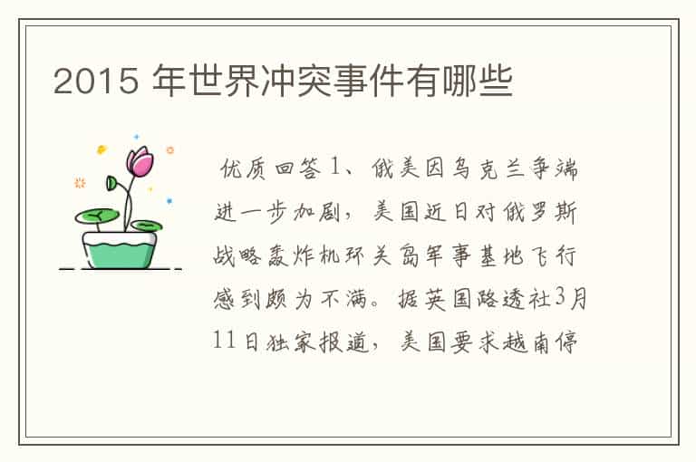 2015 年世界冲突事件有哪些