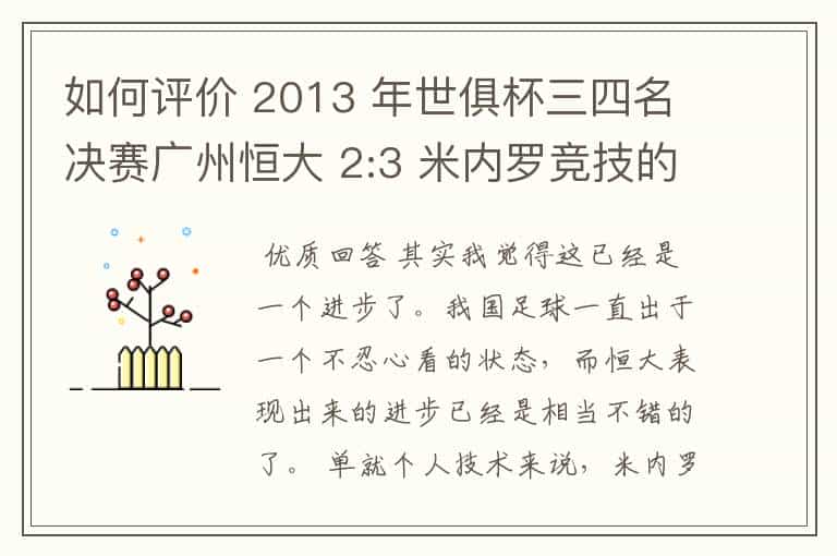 如何评价 2013 年世俱杯三四名决赛广州恒大 2:3 米内罗竞技的比赛？