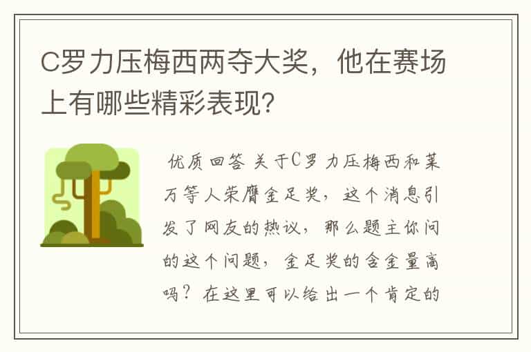 C罗力压梅西两夺大奖,他在赛场上有哪些精彩表现?