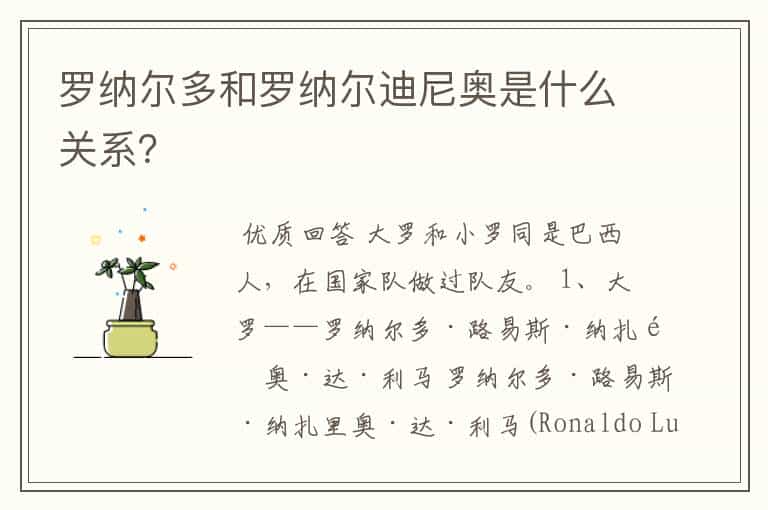 罗纳尔多和罗纳尔迪尼奥是什么关系?