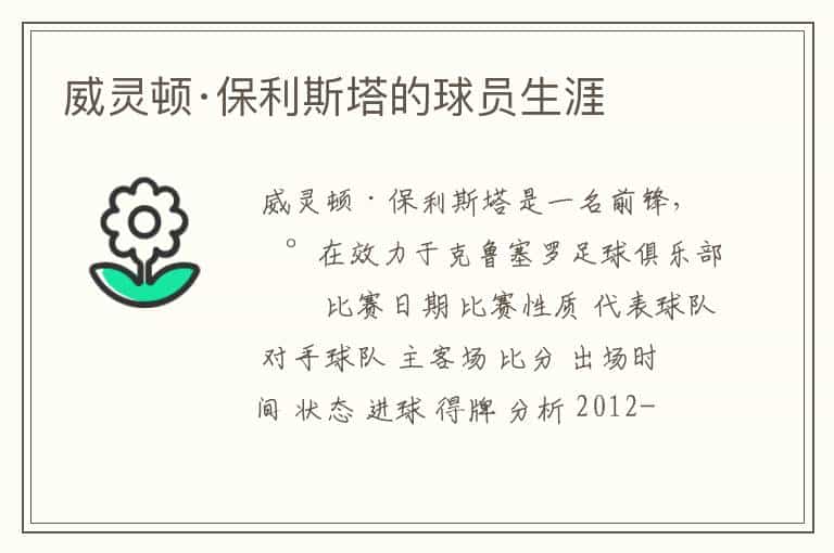 威灵顿·保利斯塔的球员生涯
