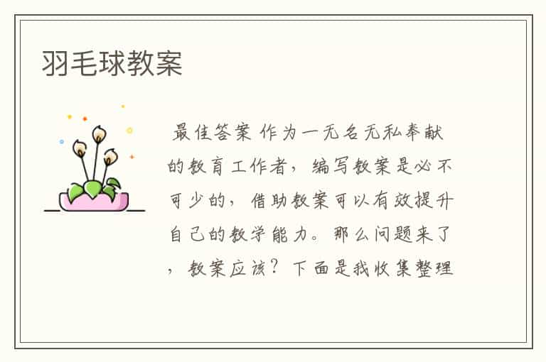 羽毛球教案