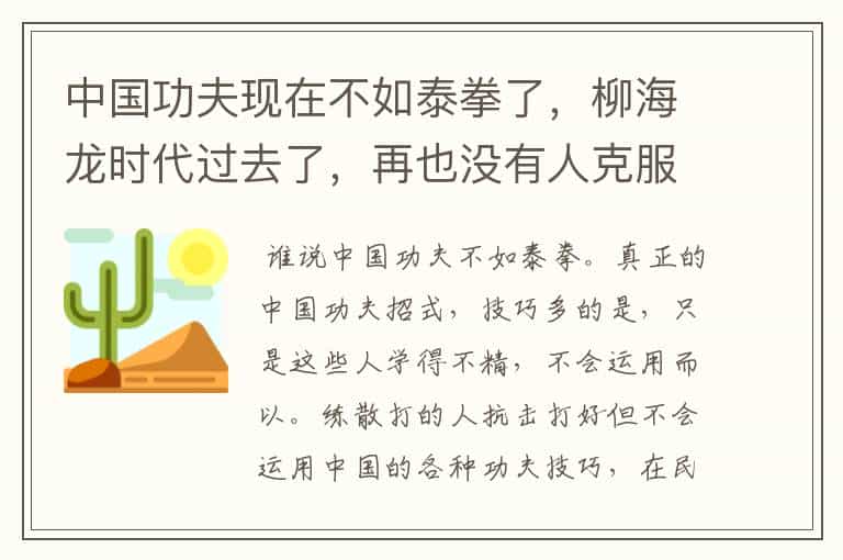 中国功夫现在不如泰拳了,柳海龙时代过去了,再也没有人克服泰拳了。2010年12月18日中泰争霸赛死了两个?
