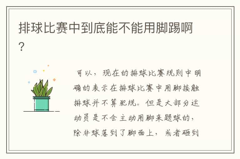 排球比赛中到底能不能用脚踢啊?