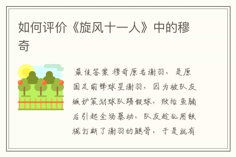 如何评价《旋风十一人》中的穆奇