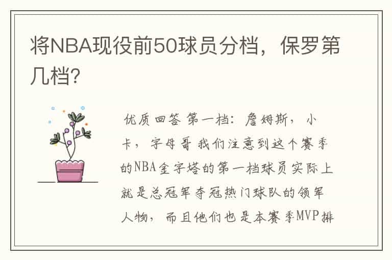 将NBA现役前50球员分档,保罗第几档?