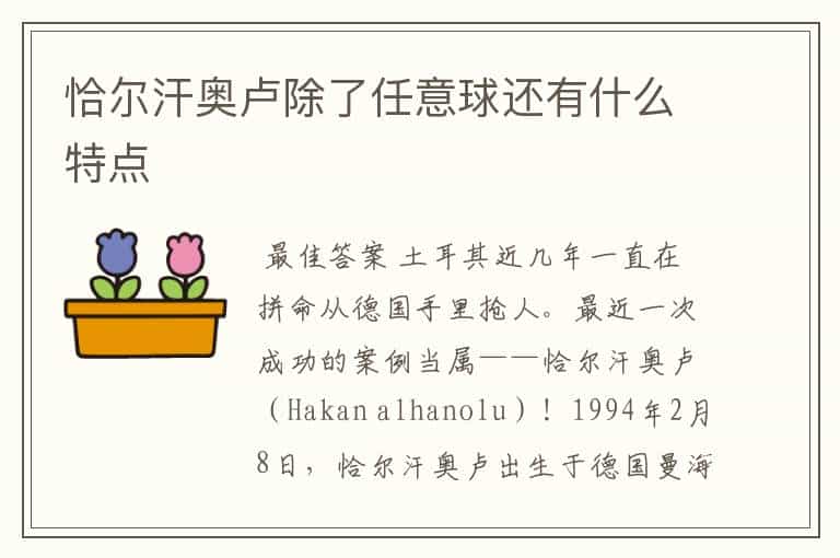 恰尔汗奥卢除了任意球还有什么特点